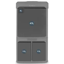Sensormülleimer 69L N°1015, 3 Fächer, Schwarz