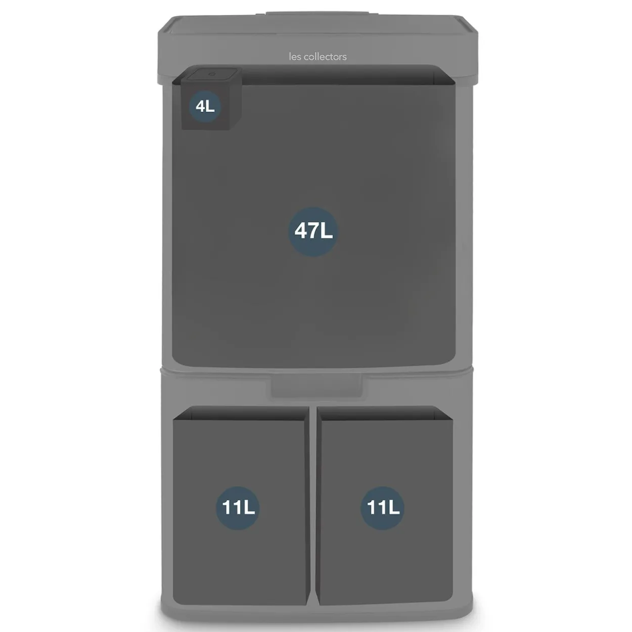 Sensormülleimer 69L N°1015, 3 Fächer, Schwarz