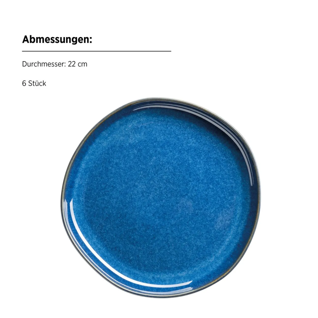 Serie Cordelia, Dessertteller, 6-er Set, Keramik, Blau