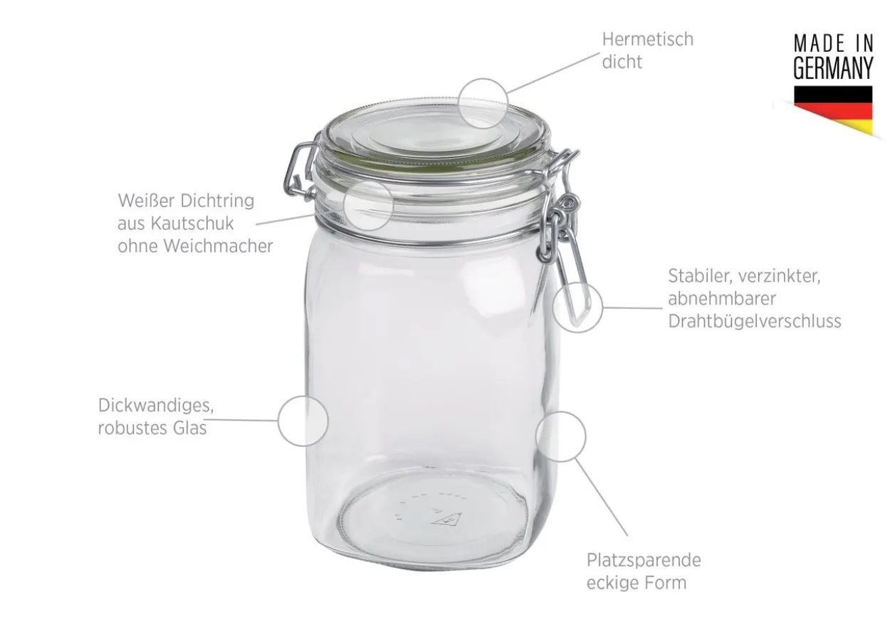Serie Gothika, Einmachglas 1050 ml, 6er Set