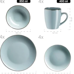 Serie Metallic Rim, Kombiservice 16 teilig für 4 Personen