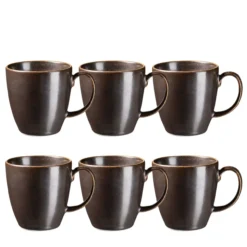 Serie Powerful, Kaffeebecher Set für 6 Personen, Porzellan, Braun