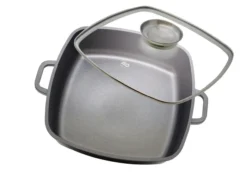 Servierpfanne 28cm mit Glasdeckel mit Aromaknopf, quadratisch "Alucast"