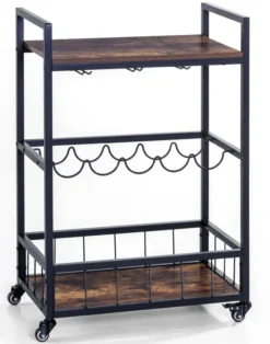 Servierwagen auf Rollen, ca. 60 x 34 x 90 cm - Braun