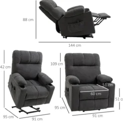 Sessel mit Aufstehhilfe Elektrischer Relaxsessel mit Massagefunktion