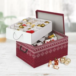 Set: 3 x Karton für Christbaumkugeln_Dekor: Red Snowflake