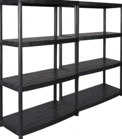 Set: 2 x KREHER Kunststoff Steckregal 18" mit 4 Böden und hoher Tragkraft in Schwarz