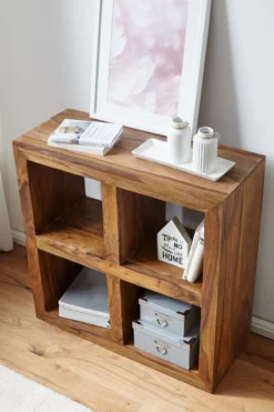 Sheesham Standregal Massiv 82 cm mit 4 Böden Massivholz