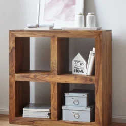 Sheesham Standregal Massiv 82 cm mit 4 Böden Massivholz