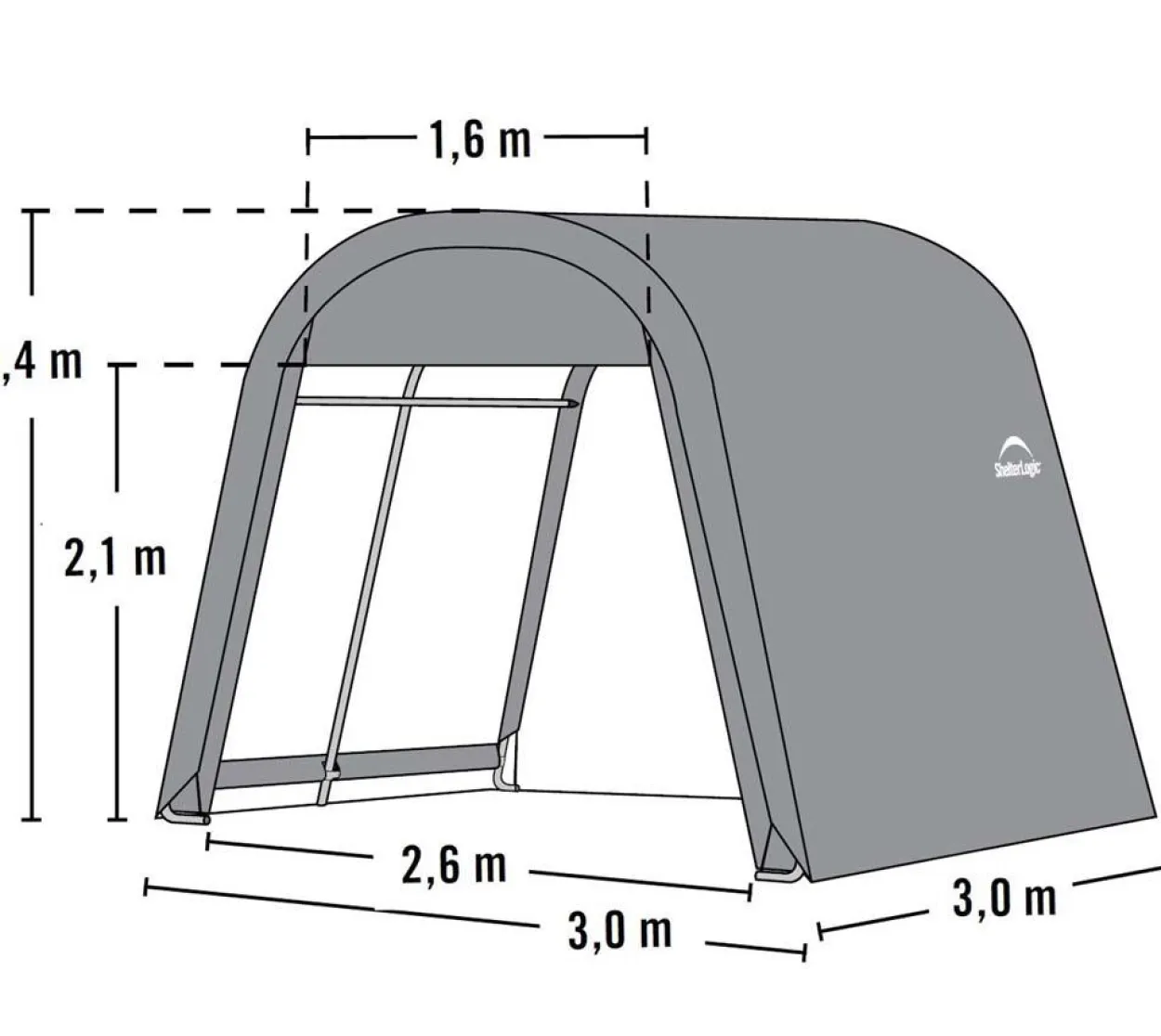 ShelterLogic Foliengerätehaus 9 m² Round Top grau
