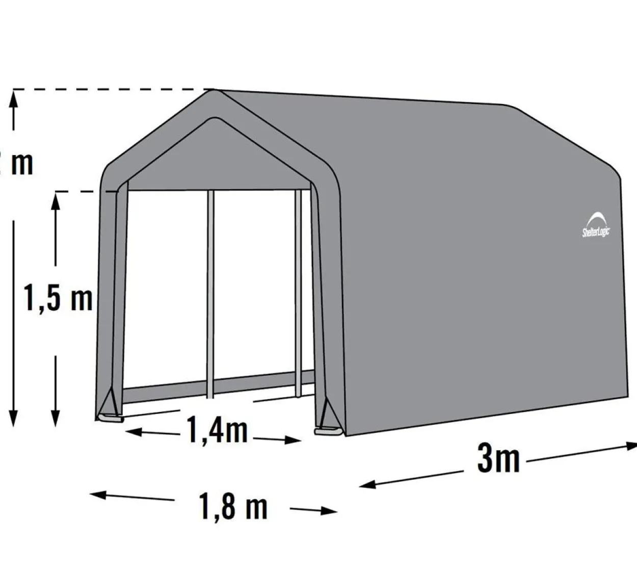 ShelterLogic Foliengerätehaus 5,4 m² grau