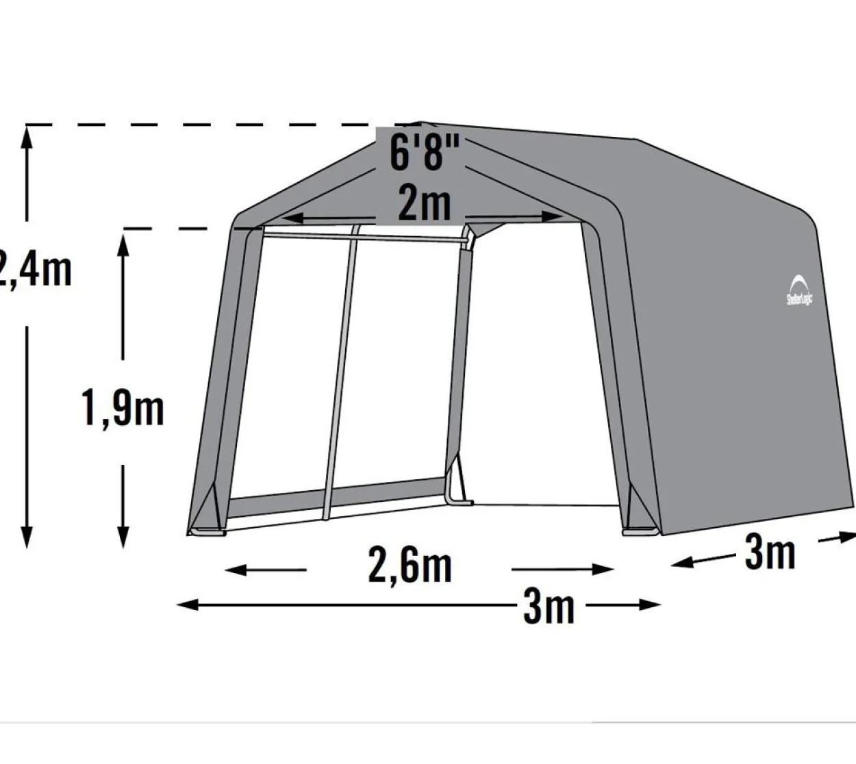 ShelterLogic Foliengerätehaus 9 m² grau