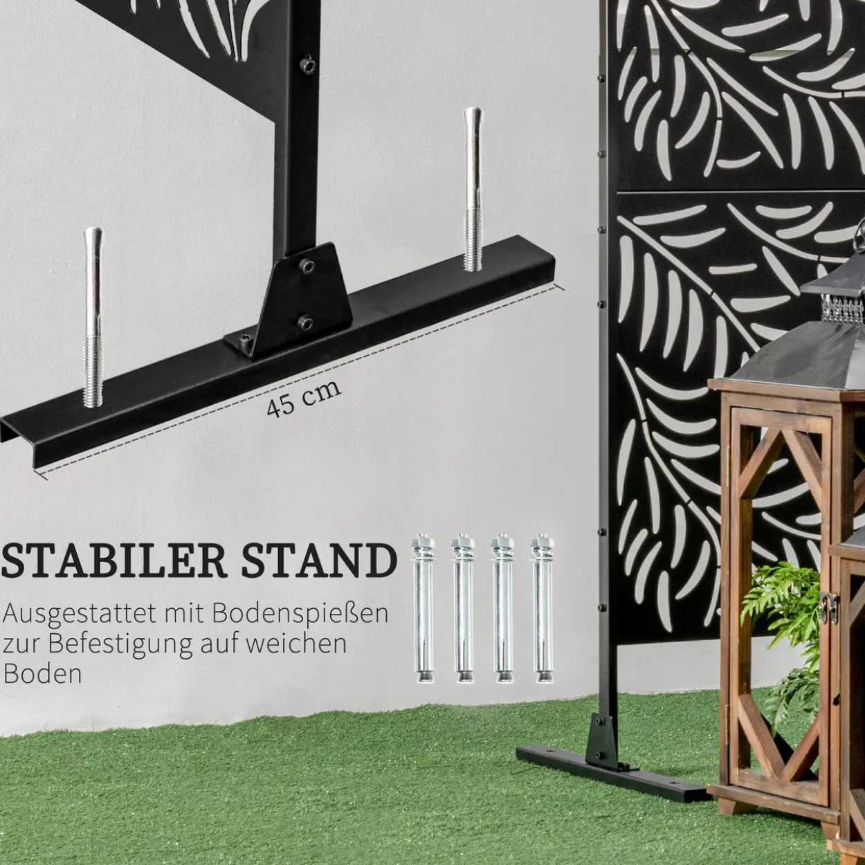 Sichtschutz Raumteiler mit Ständer, Raumteiler mit Weidenblattmuster