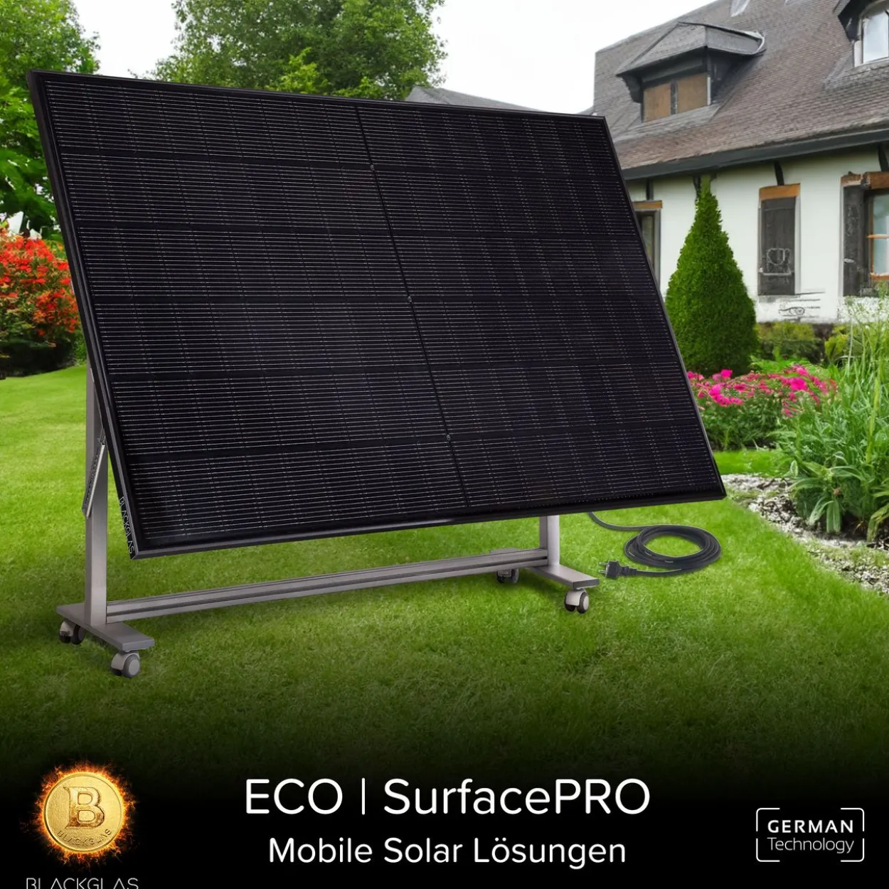 Sichtschutz SolarScreen ECOsurfacePRO Querformat 445Wp Solarmodul 7-stufig verstellbar, Rollen