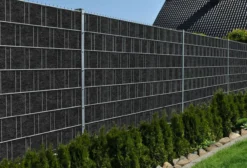 Sichtschutzstreifen Design Vlies für Doppelstabmatten Schwarzgrau