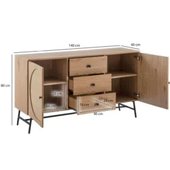 Sideboard Eiche-Dekor 140x80x40 cm