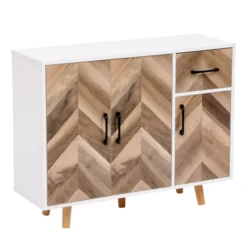 Sideboard Kommode Dreitüriger Stauraumschrank mit 1 Schublade HWR19-HOL Holz