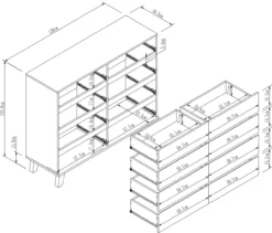 Sideboard mit Melaminbeschichtung, ca. 120 x 39,5 x 101 cm