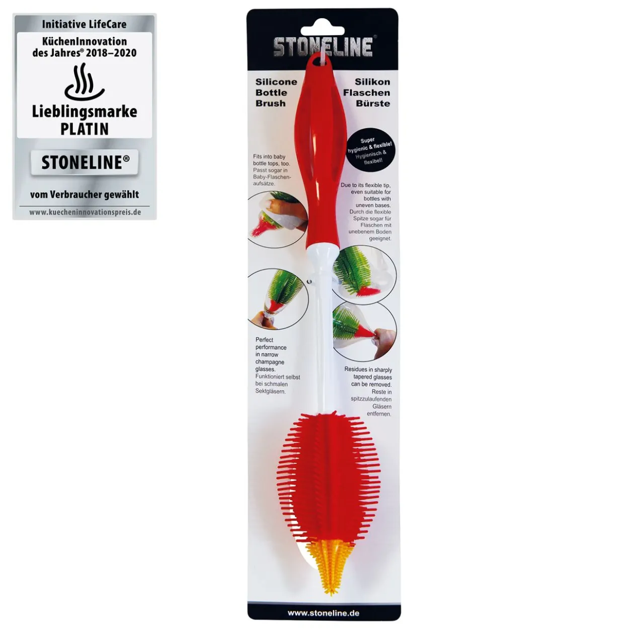 Silikon Flaschenbürste 35 cm, rot