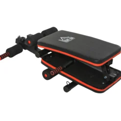 Sit Up Bank Bauchtrainer mit Trainingsseile Trainingsbank Multifunktion Schwarz+Rot 51x137x50-66 cm