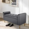 Sitzbank aus Samt, ca. 43 x 114 x 59 cm - Dunkelgrau