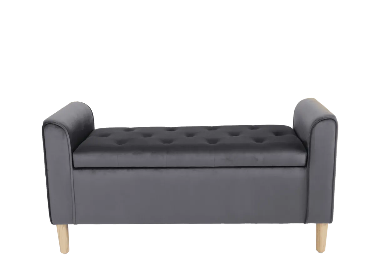 Sitzbank aus Samt, ca. 43 x 114 x 59 cm - Dunkelgrau