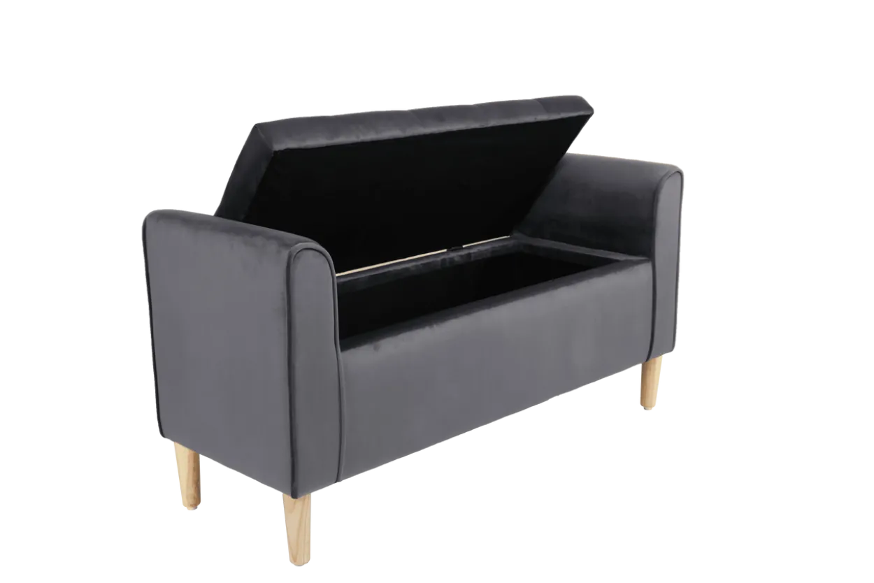 Sitzbank aus Samt, ca. 43 x 114 x 59 cm - Dunkelgrau