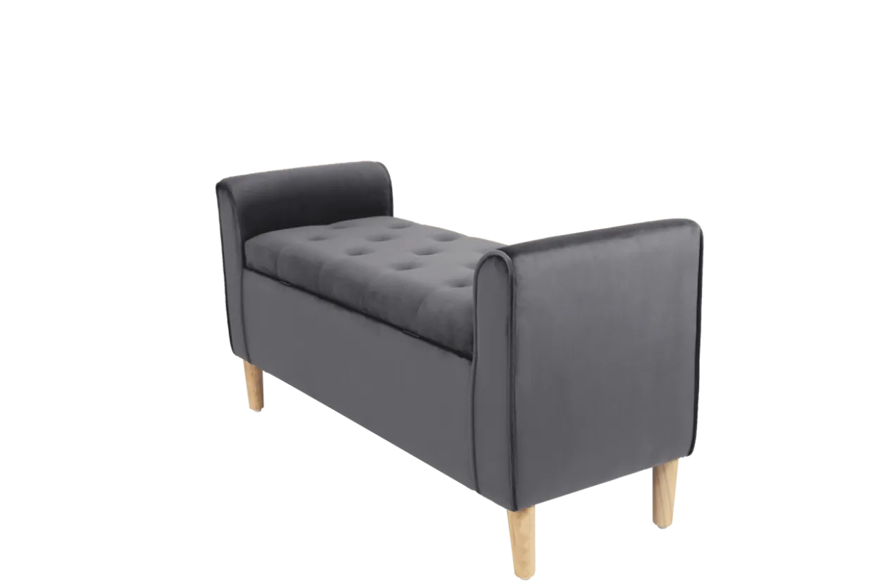 Sitzbank aus Samt, ca. 43 x 114 x 59 cm - Dunkelgrau