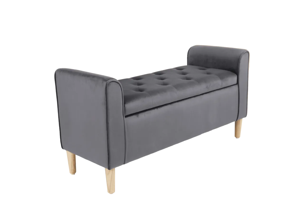 Sitzbank aus Samt, ca. 43 x 114 x 59 cm - Dunkelgrau