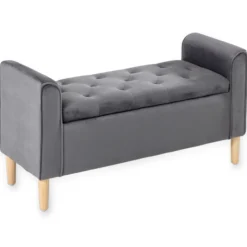 Sitzbank aus Samt, ca. 43 x 114 x 59 cm - Dunkelgrau