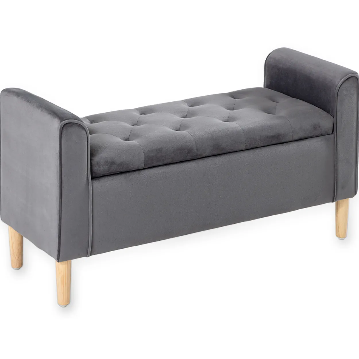 Sitzbank aus Samt, ca. 43 x 114 x 59 cm - Dunkelgrau