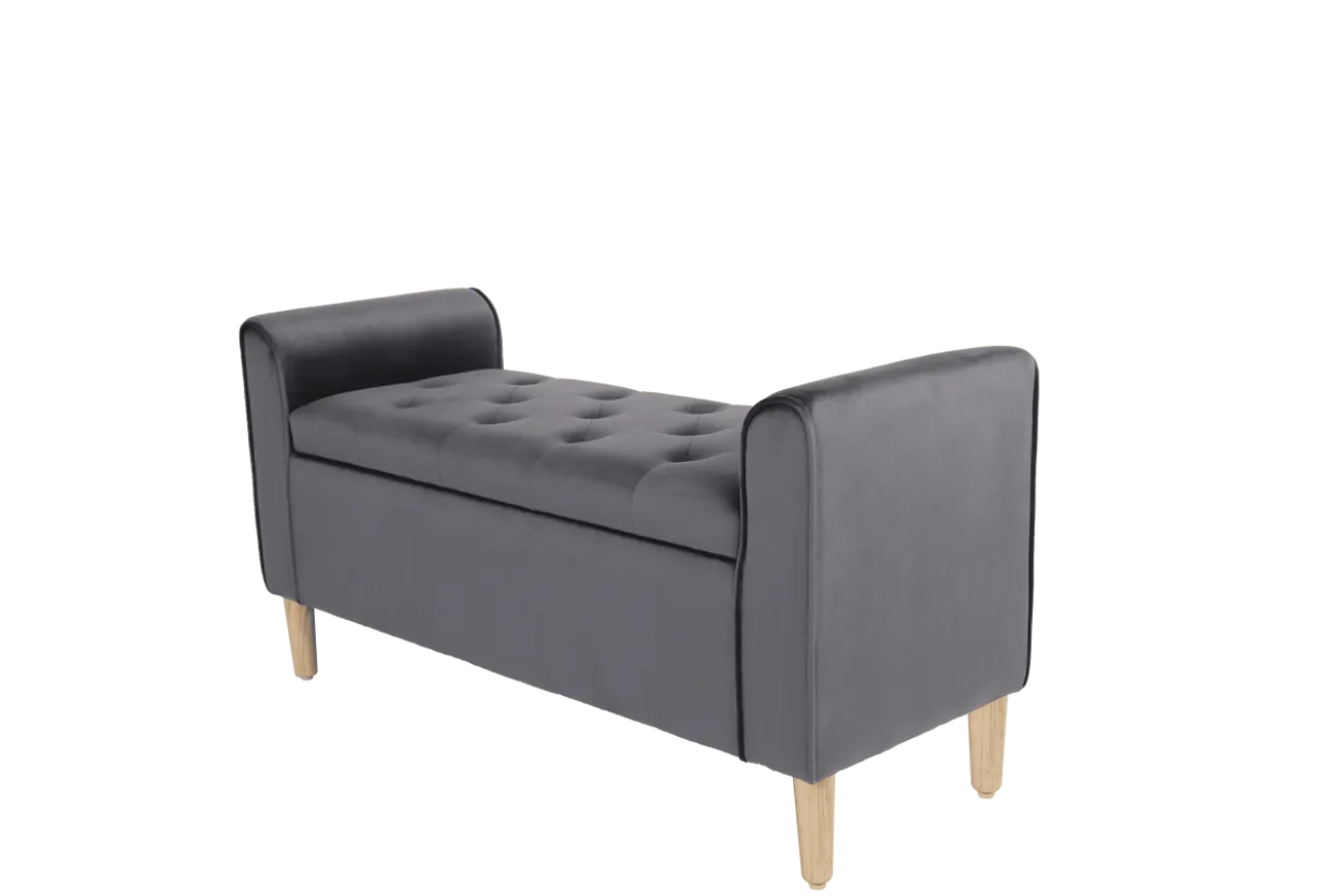 Sitzbank aus Samt, ca. 43 x 114 x 59 cm - Dunkelgrau