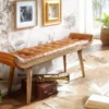 Sitzbank Echtleder 125x50x38 cm