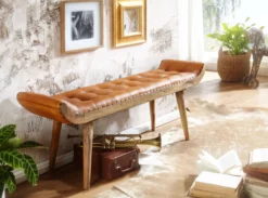 Sitzbank Echtleder 125x50x38 cm