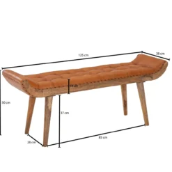 Sitzbank Echtleder 125x50x38 cm
