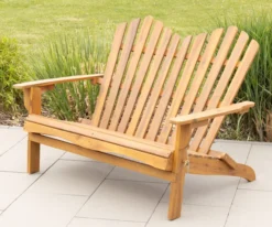 2-Sitzer Adirondack-Gartenbank klappbar aus Akazienholz, ca. 125 x 80 x 94 cm - Hellbraun