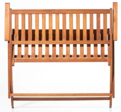 2-Sitzer faltbare Gartenbank aus Eukalyptusholz, ca. 118 x 63 x 89 cm - Braun