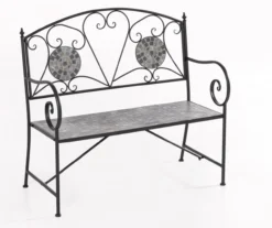 2-Sitzer Gartenbank Mosaik GISMO aus Metall, ca. 106 x 42 x 94 cm - Schwarz