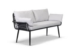 2-Sitzer Gartensofa ANDY aus Aluminium und Rope-Geflecht inkl. Polsterauflage - Grau