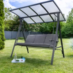 3-Sitzer Hollywoodschaukel, ca. 200 x 125 x 178 cm - Grau