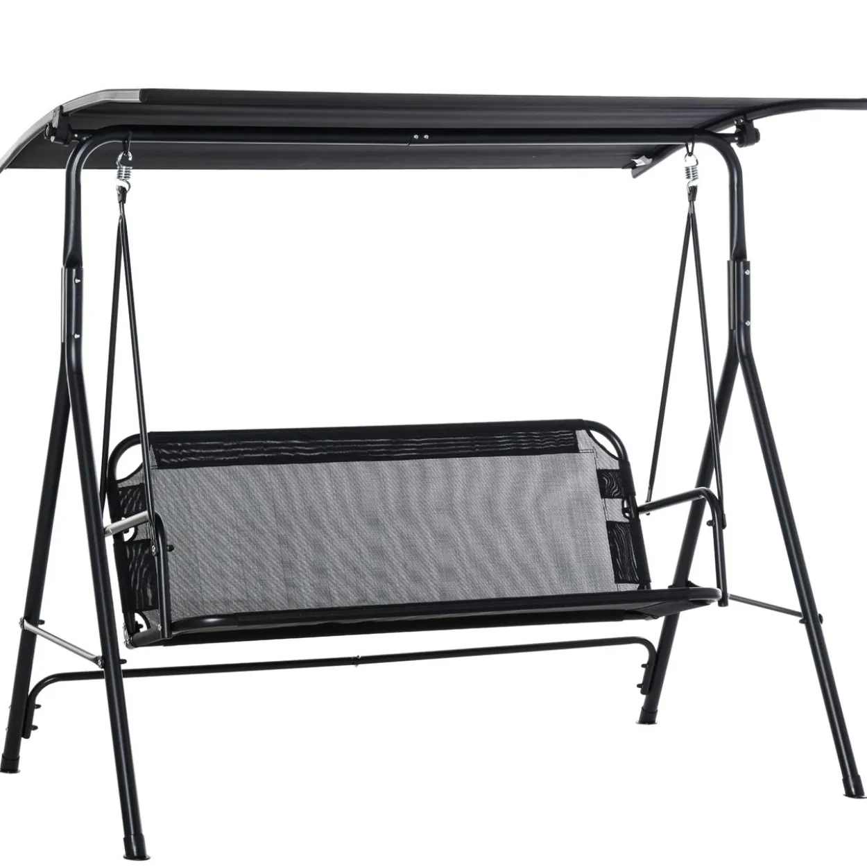 3-Sitzer Hollywoodschaukel Schaukelstuhl Outdoor Gartenliege Schwarz