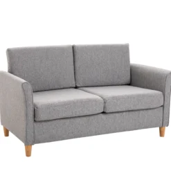 2-Sitzer Sofa abnehmbar mit Kissen 200 kg-Belastbarkeit Schaumstoff Hellgrau 141 x 70 x 78 cm