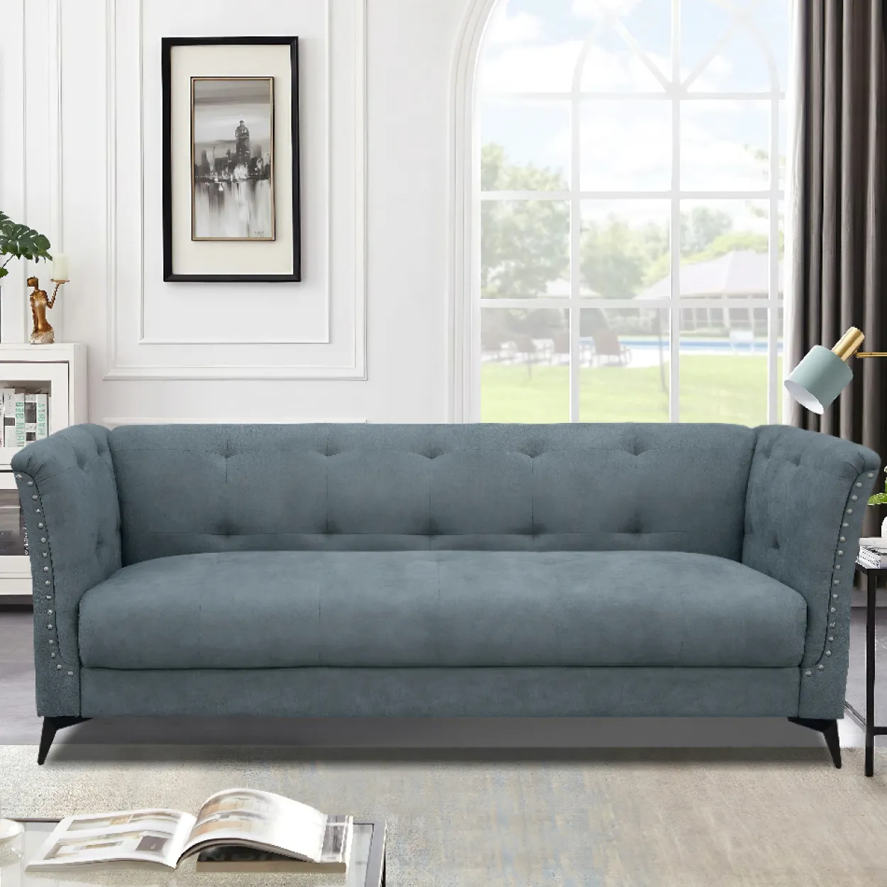 3-Sitzer Sofa aus Stoff, ca. 213 x 88 x 80 cm - Anthrazit
