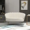 2 Sitzer Sofa Couch, gepolsterter Polstersofa mit Armlehne Samtopik Creme