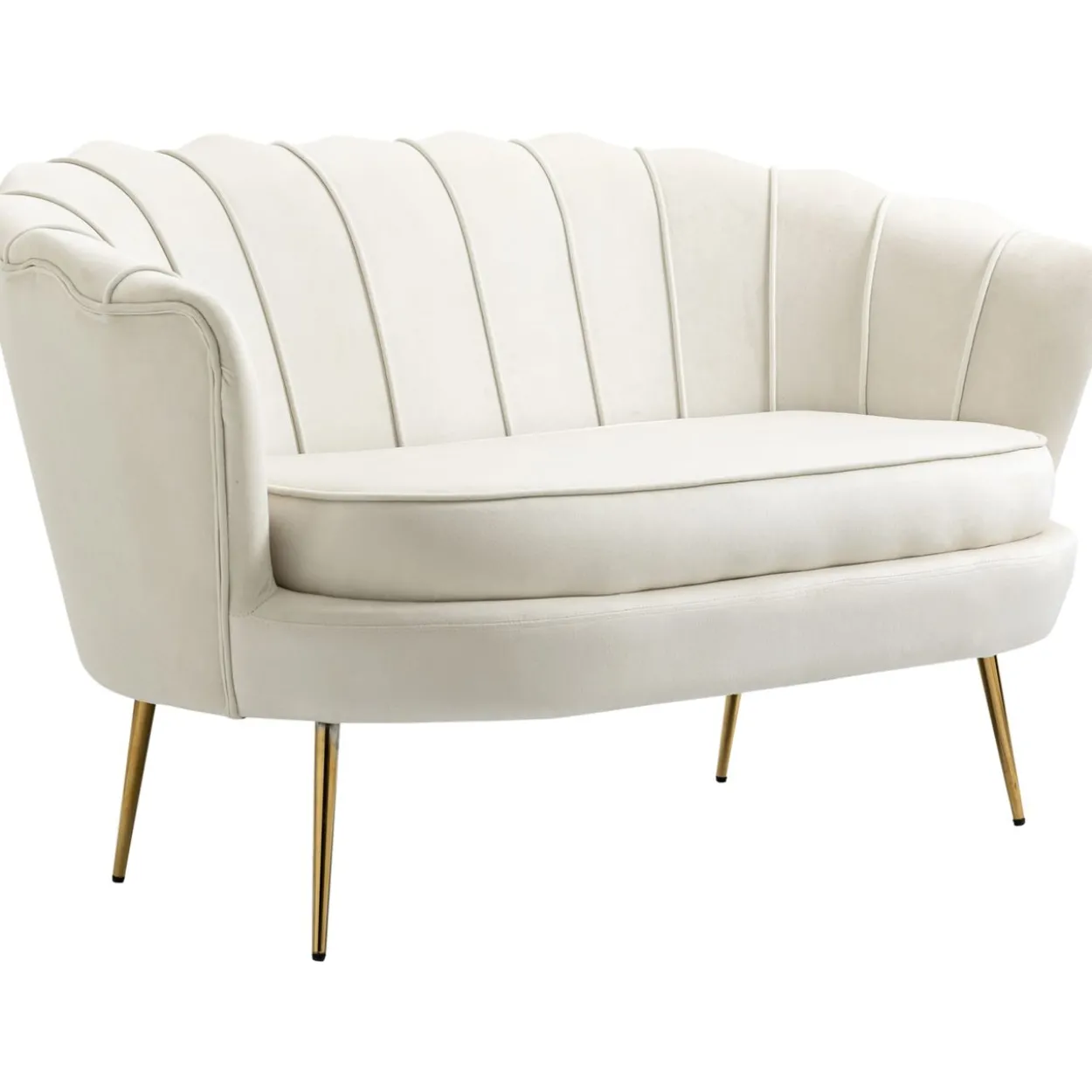 2 Sitzer Sofa Couch, gepolsterter Polstersofa mit Armlehne Samtopik Creme
