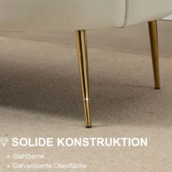 2 Sitzer Sofa Couch, gepolsterter Polstersofa mit Armlehne Samtopik Creme