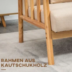 2 Sitzer Sofa, Couch mit 2 Lendenkissen Leinenoptik für klein Räume Beige