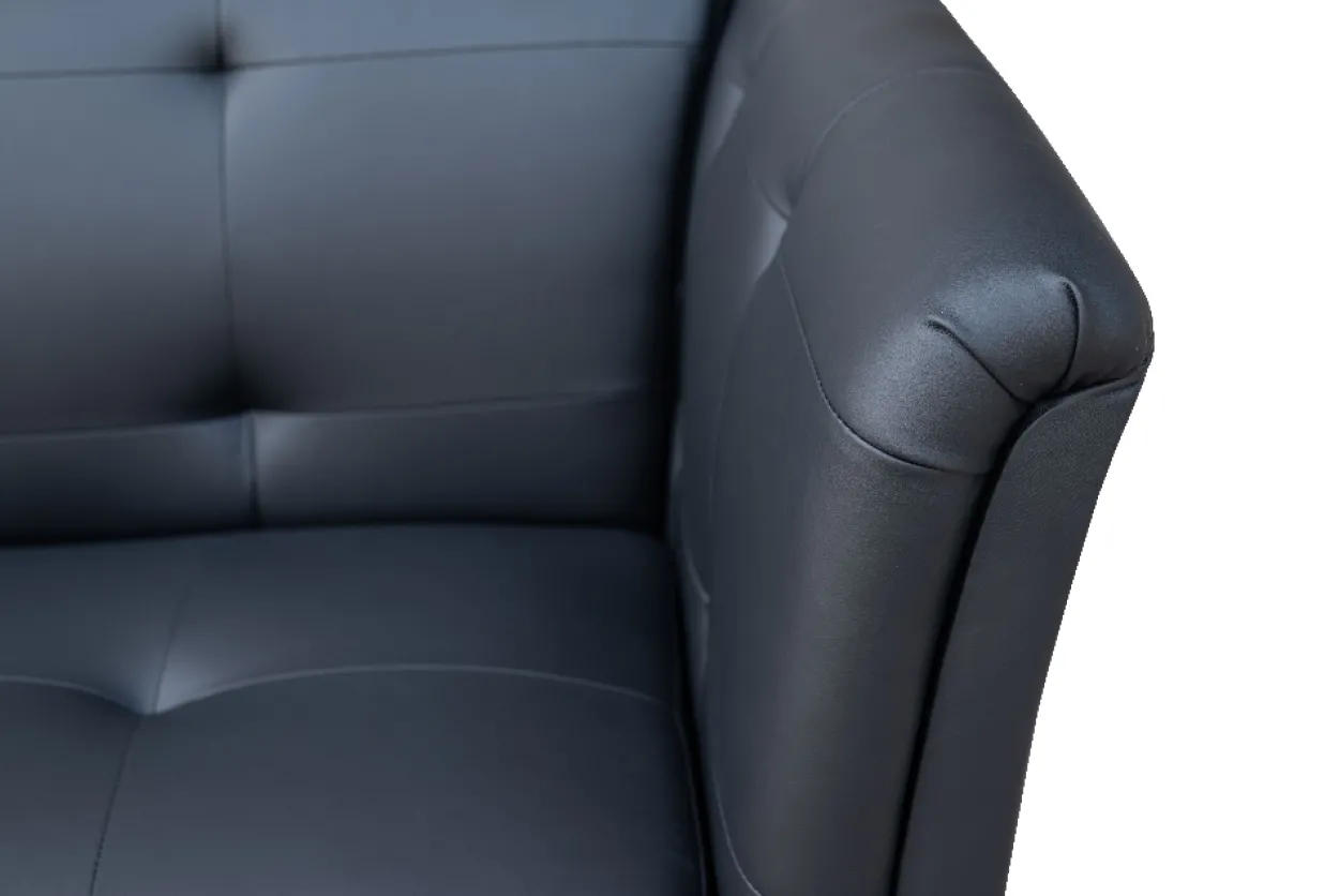 3-Sitzer Sofa in Lederoptik, ca. 213 x 88 x 80 cm - Schwarz