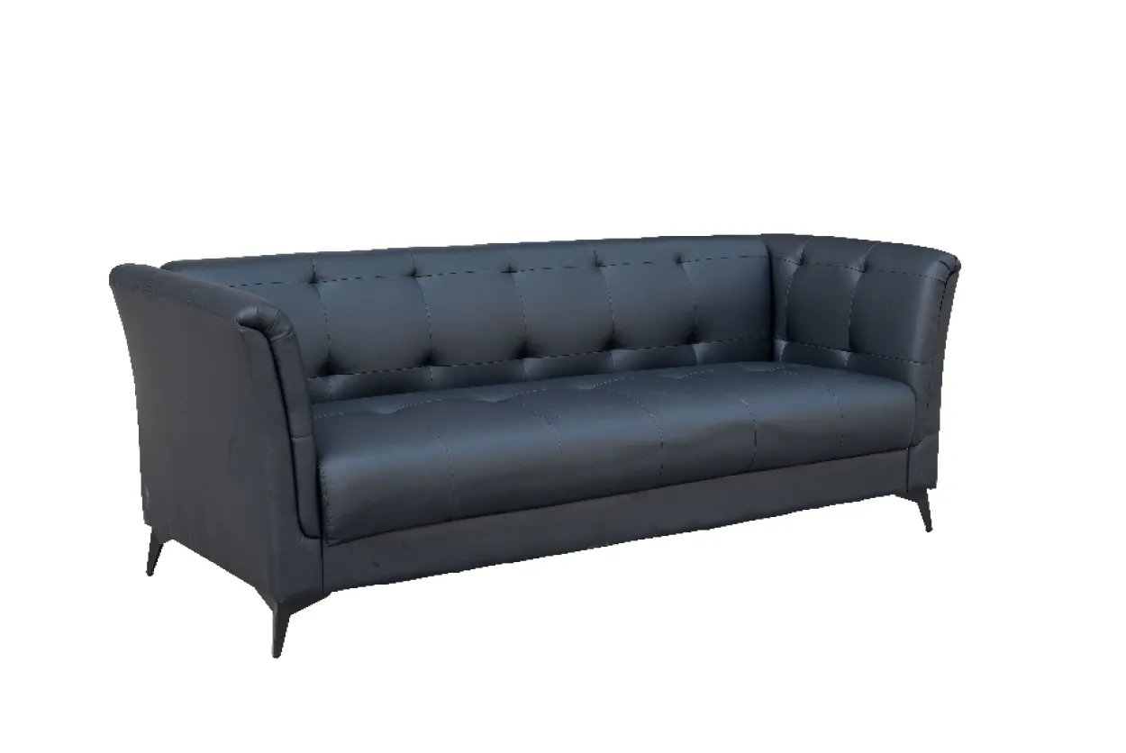 3-Sitzer Sofa in Lederoptik, ca. 213 x 88 x 80 cm - Schwarz