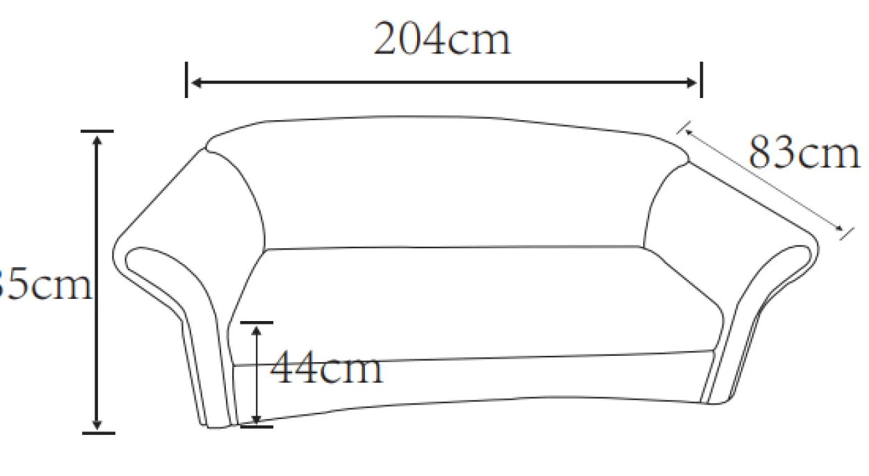 3-Sitzer Sofa Loretta, ca. 204 x 83 x 85 cm – Grau